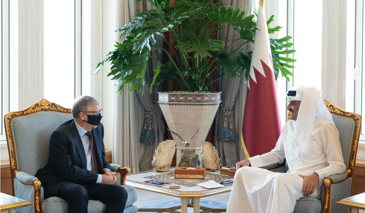 Amir H H Sheikh Tamim bin Hamad Al Thani met Bill Gates